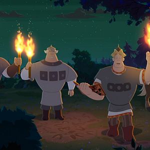 Bilder Tri bogatyrya i Kon' na trone