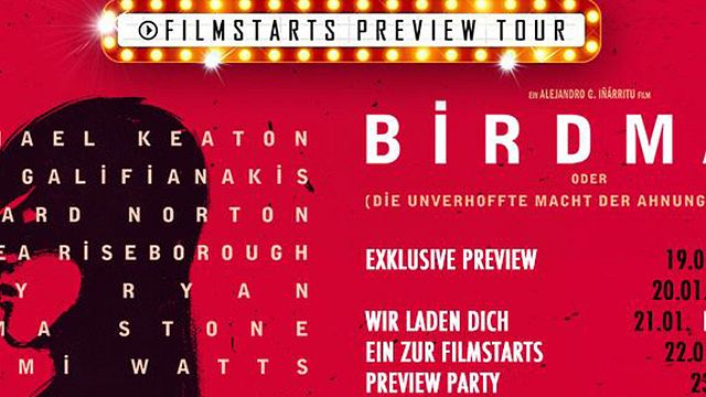 bild aus der news FILMSTARTS-Preview-Club: Wir laden euch ein, mit uns "Birdman" als Vorpremiere anzuschauen!
