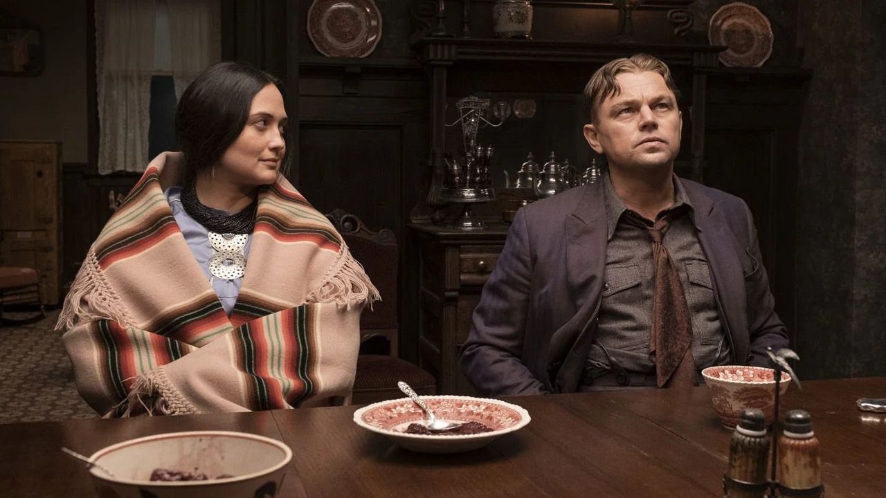Von diesem Gespann hätten wir in der früheren Skript-Version wohl deutlich weniger gesehen: Leonardo DiCaprio und Lilly Gladstone in „Killers of the Flower Moon“