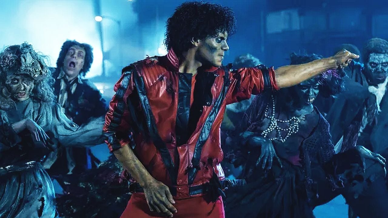 Jaafar Jackson als sein Onkel Michael während des Drehs zum kultigen Thriller