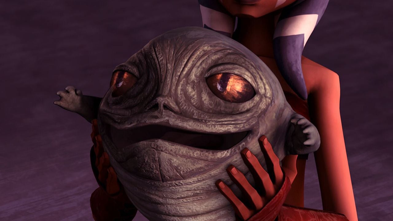 Rotta als Kleinkind in den Armen von Ahsoka Tano.