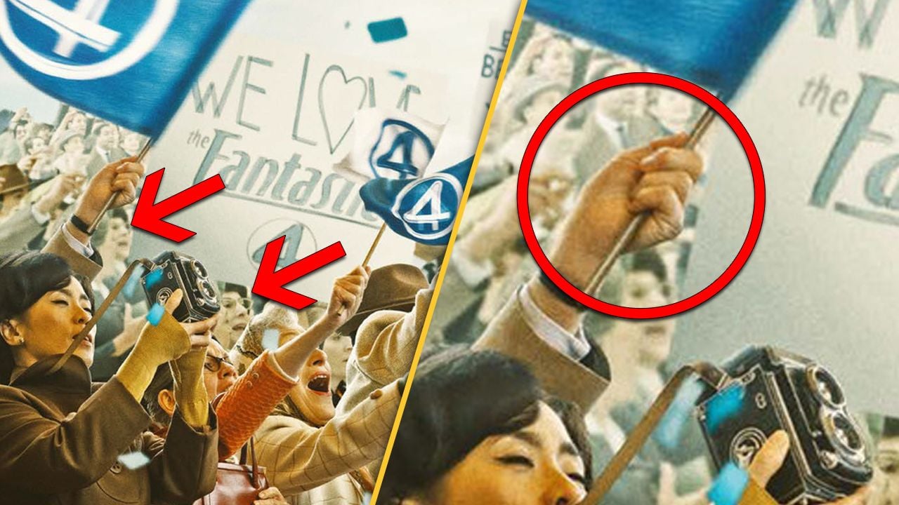 Das doppelte Gesicht und die Hand mit vier Fingern auf dem