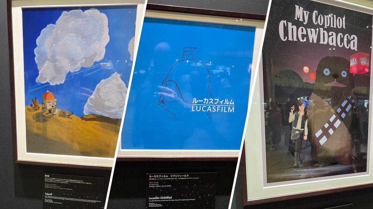 Das wäre doch ein cooles Lucasfilm-Logo? Flankiert hier von Chopper, Han Solo und dessen Co-Pilot/Nachbar Chewie.