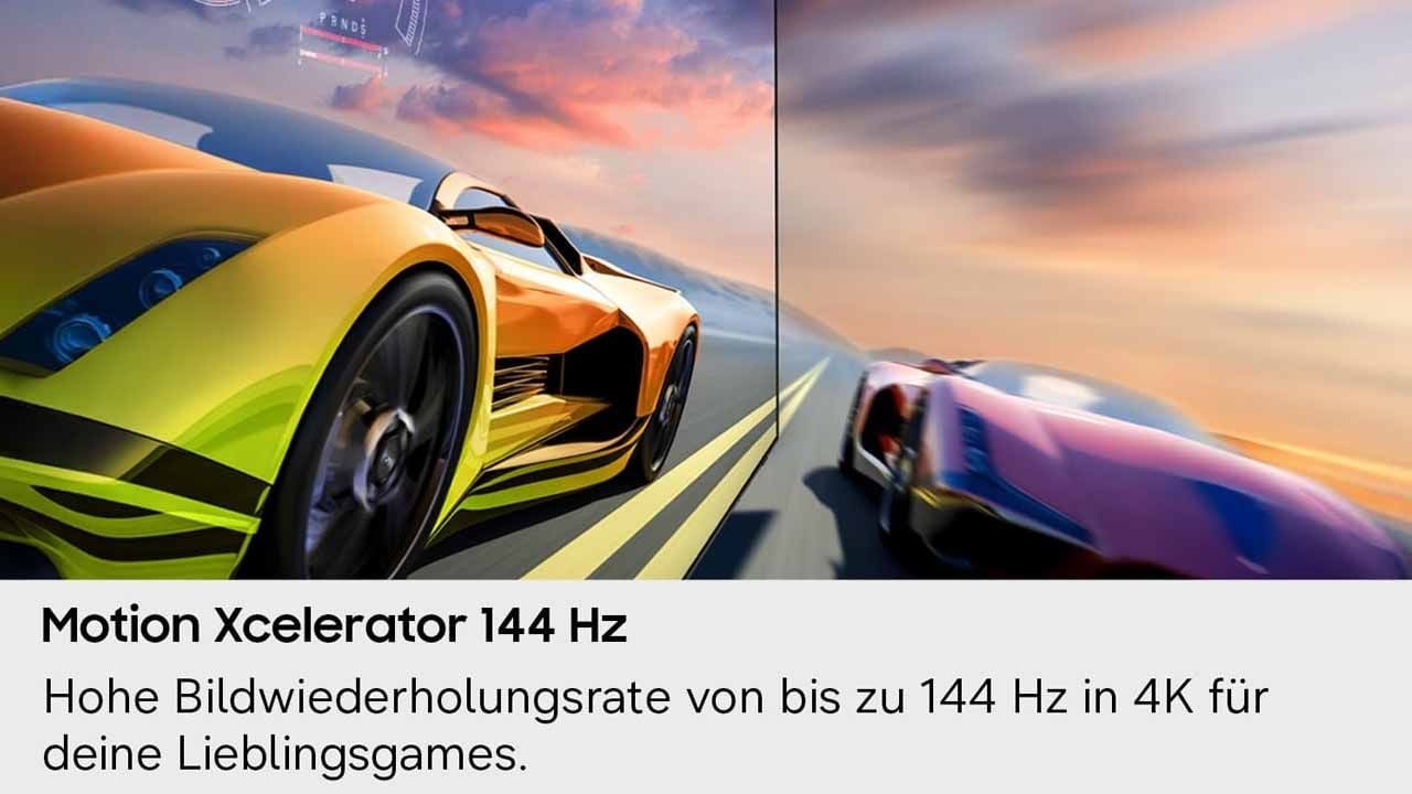 Bis zu 144 Hz machen den Samsung Neo QLED QN80H nicht nur für PS5 und Xbox Series X, sondern sogar für PC-Gamer interessant, die schnelle Action superflüssig auf dem großen Bildschirm erleben wollen.