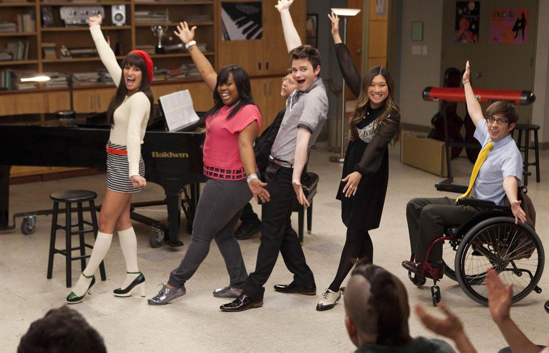 Glee : Bild Chris Colfer, Lea Michele, Amber Riley, Jenna Ushkowitz, Kevin McHale
