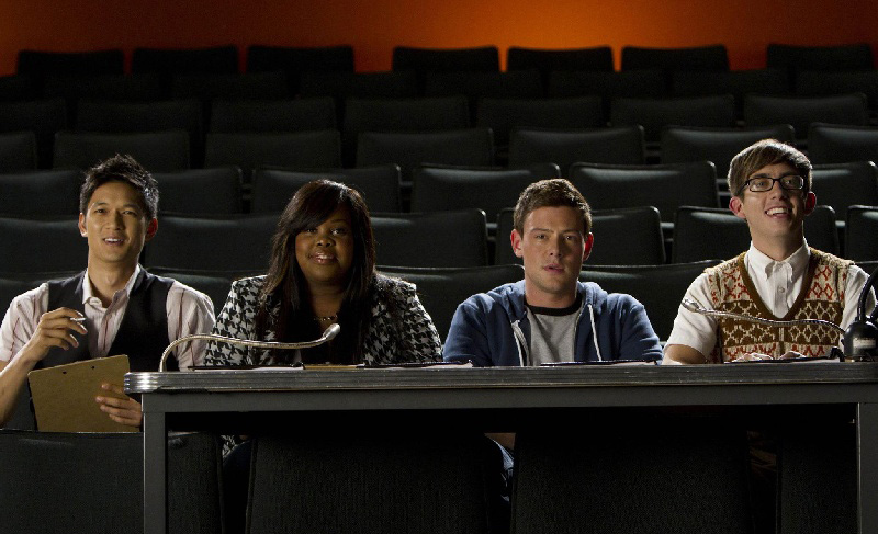 Glee : Bild Harry Shum Jr., Cory Monteith, Kevin McHale, Amber Riley