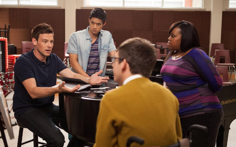 Glee : Bild Cory Monteith, Amber Riley, Kevin McHale, Harry Shum Jr.