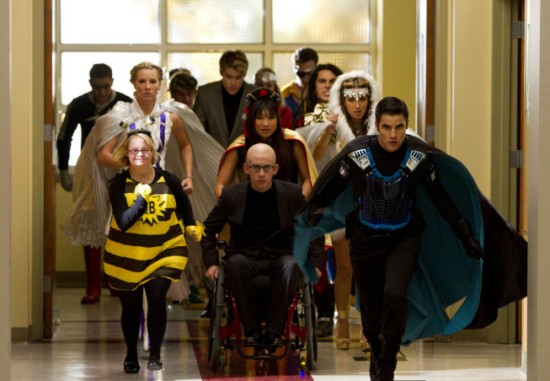 Glee : Bild Vanessa Lengies, Jenna Ushkowitz, Kevin McHale, Darren Criss, Heather Morris, Chord Overstreet, Lauren Potter (V)