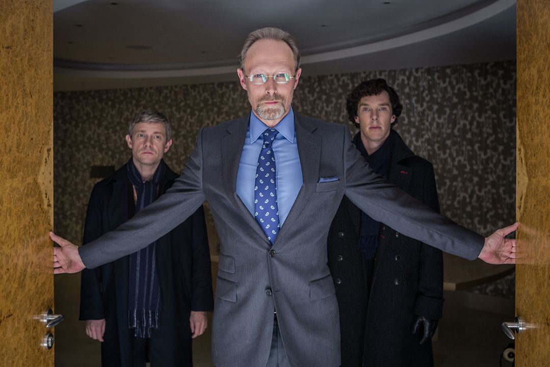 Sherlock : Bild Martin Freeman, Lars Mikkelsen, Benedict Cumberbatch