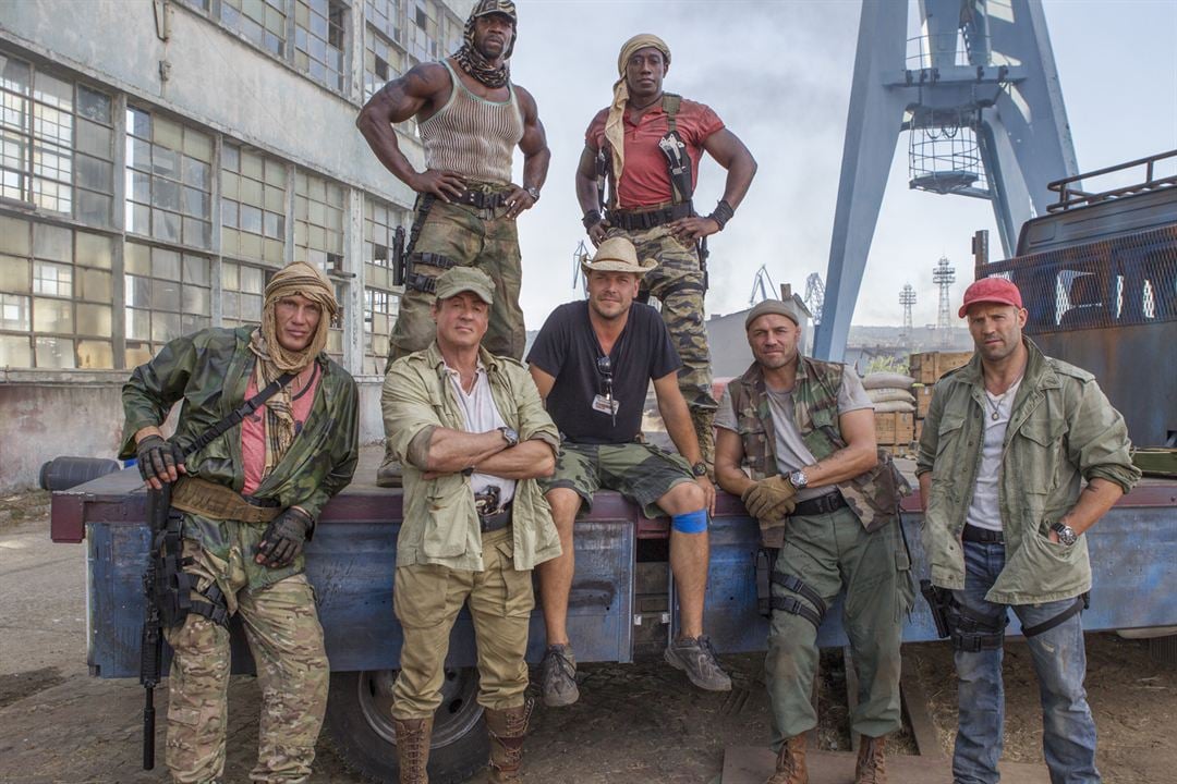 The Expendables 3 : Bild Wesley Snipes, Patrick Hughes (II), Dolph Lundgren, Randy Couture, Jason Statham, Sylvester Stallone, Terry Crews