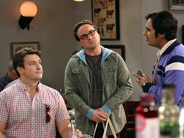 The Big Bang Theory : Bild Nathan Fillion, Kunal Nayyar, Johnny Galecki