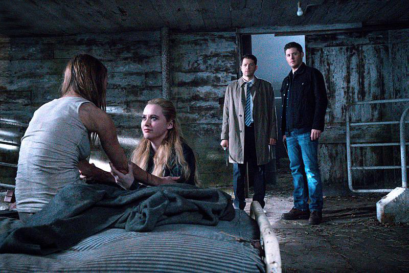 Supernatural : Bild Kathryn Newton, Jensen Ackles, Misha Collins