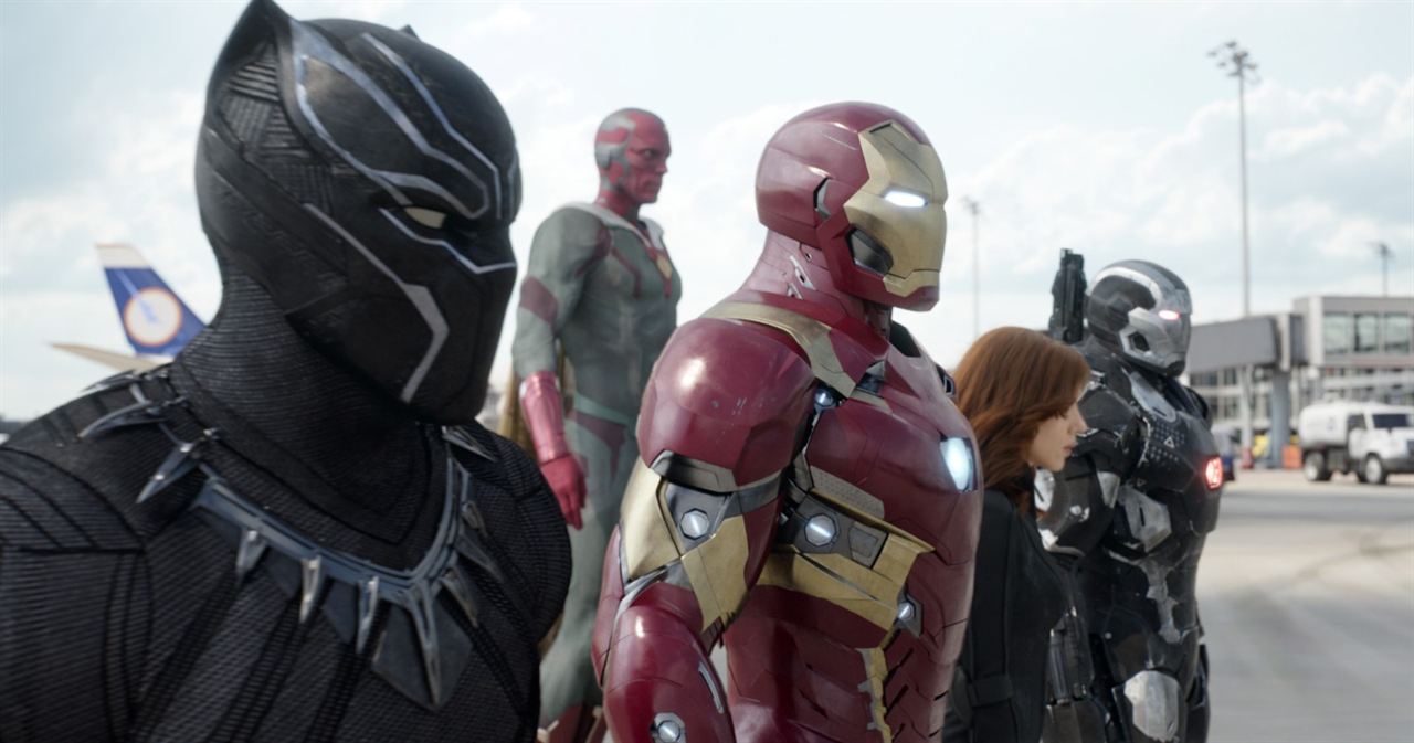 The First Avenger: Civil War : Bild Robert Downey Jr., Chadwick Boseman, Scarlett Johansson, Paul Bettany