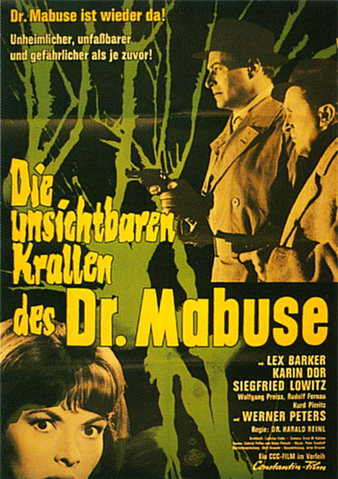 Die Unsichtbaren Krallen Des Dr. Mabuse : Kinoposter