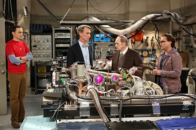 The Big Bang Theory : Bild Johnny Galecki, Bob Newhart, Jim Parsons, Bill Nye