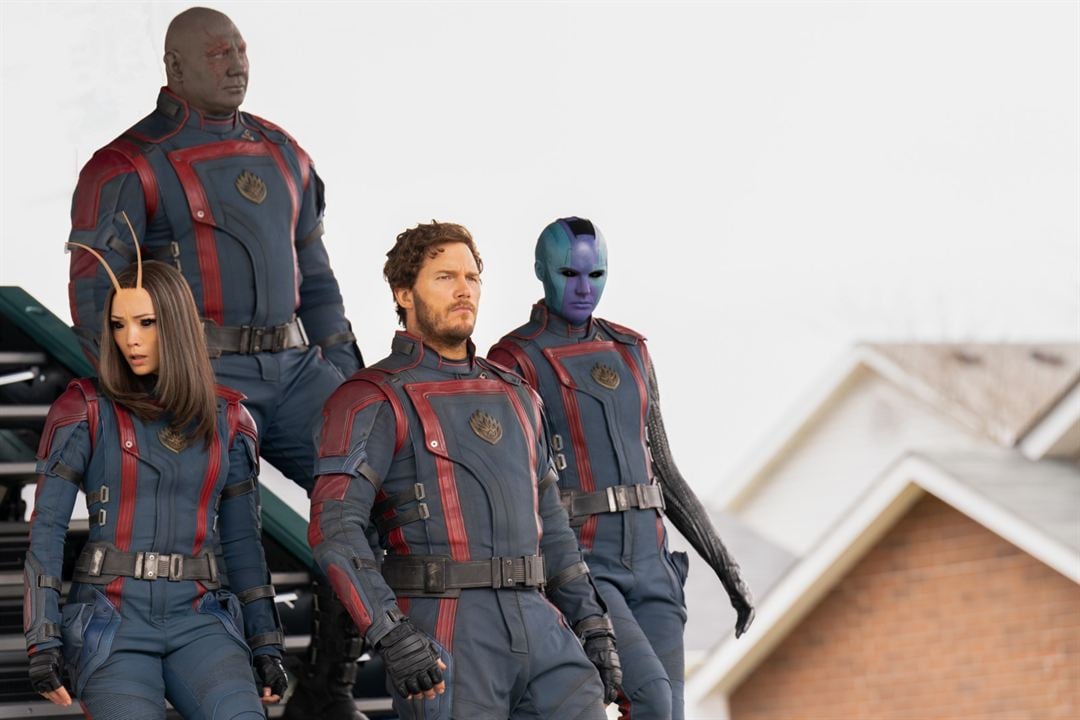 Guardians Of The Galaxy Volume 3 : Bild Chris Pratt, Dave Bautista, Pom Klementieff, Karen Gillan